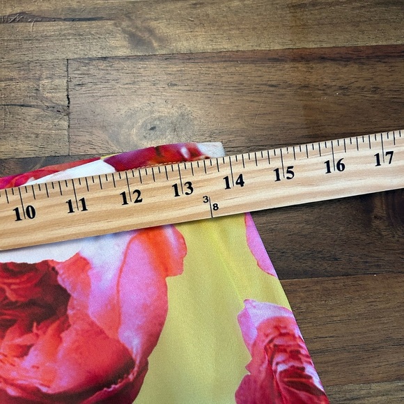 NWT Pinko Bonet High Low Ruffled Skirt Yellow and Pink Floral Size 42 - Picture 7 of 8